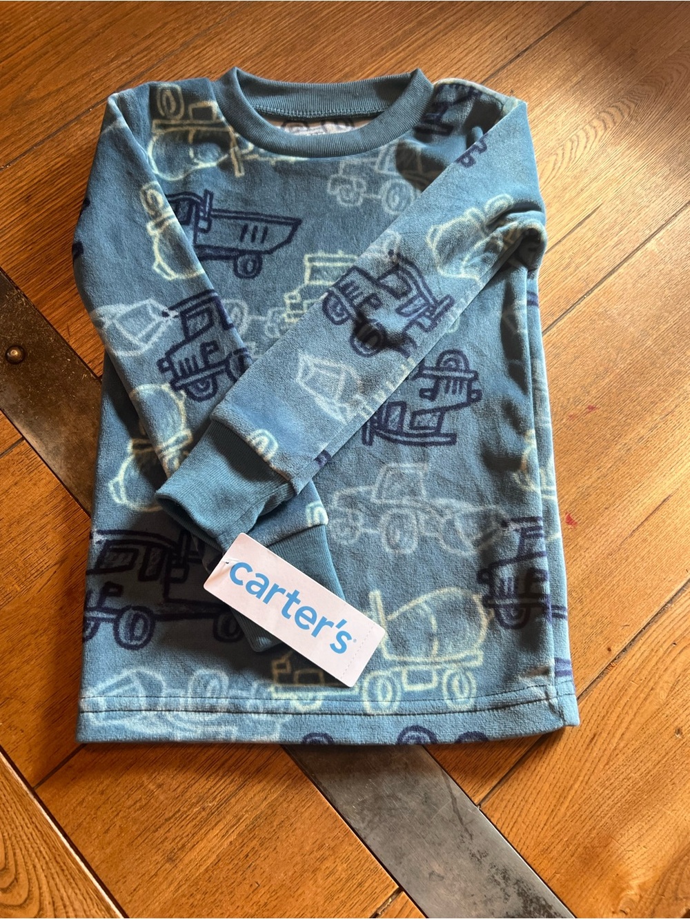 Carter's Blue Construction Fleece Long Sleeve Shirt
